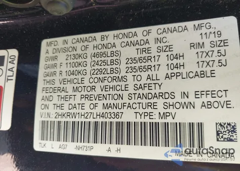2020 Honda Cr-V 2Wd Lx from USA, damaged, VIN 2HKRW1H27LH403367